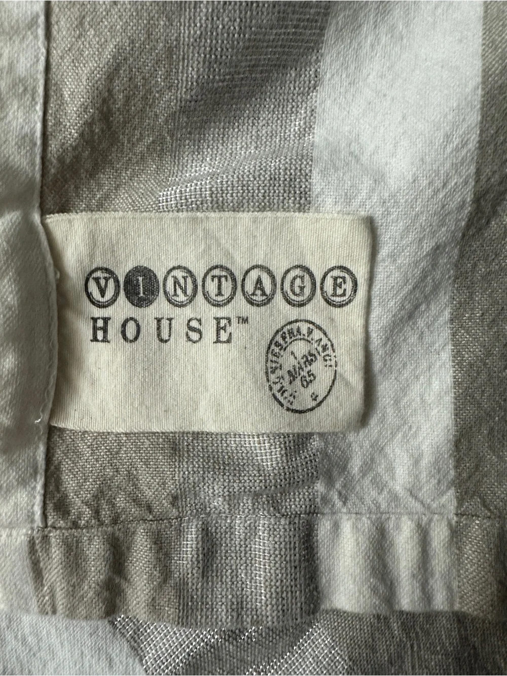 2 Curtain Panels by Vintage House Cotton  Textured Neutral Stripe 48”W/78”L